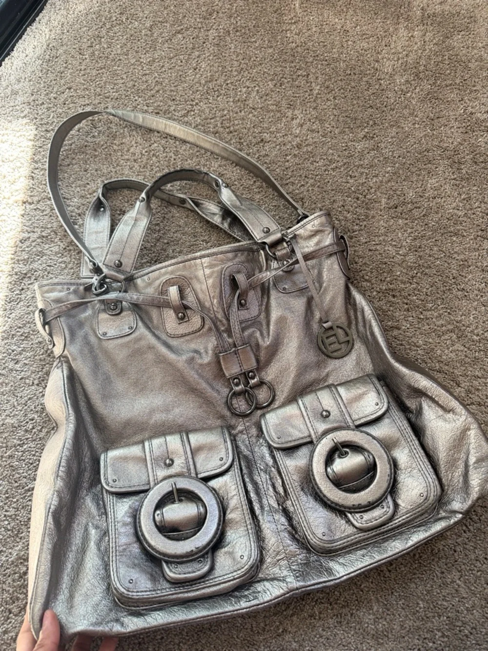 Elliott Lucca “ Estella “ Metallic Leather All Carry Handbag